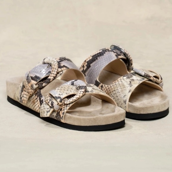 Worn Once M.GEMI SOLD OUT Matilde Slide Sandal Snake Print Sandstone sz 40 - Picture 1 of 6